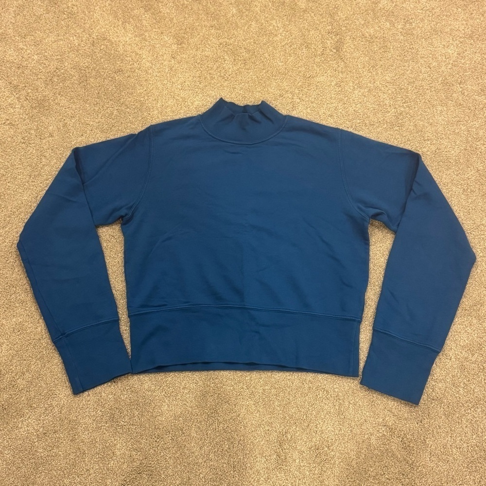 Cotton Citizen Cobalt Blue Mockneck Crewneck Thick Cotton Pullover size medium